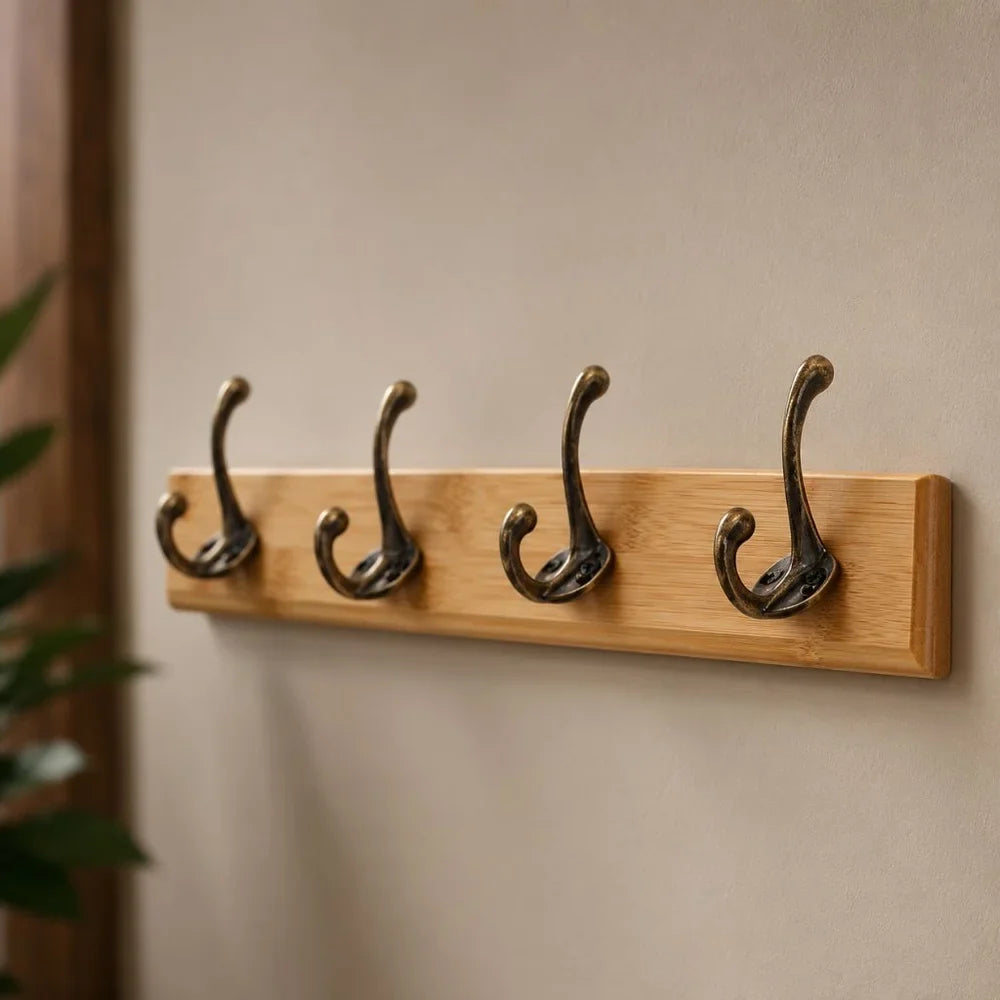 Solid Wood Wall Coats & Hats Rack with Hooks | Hallway Storage