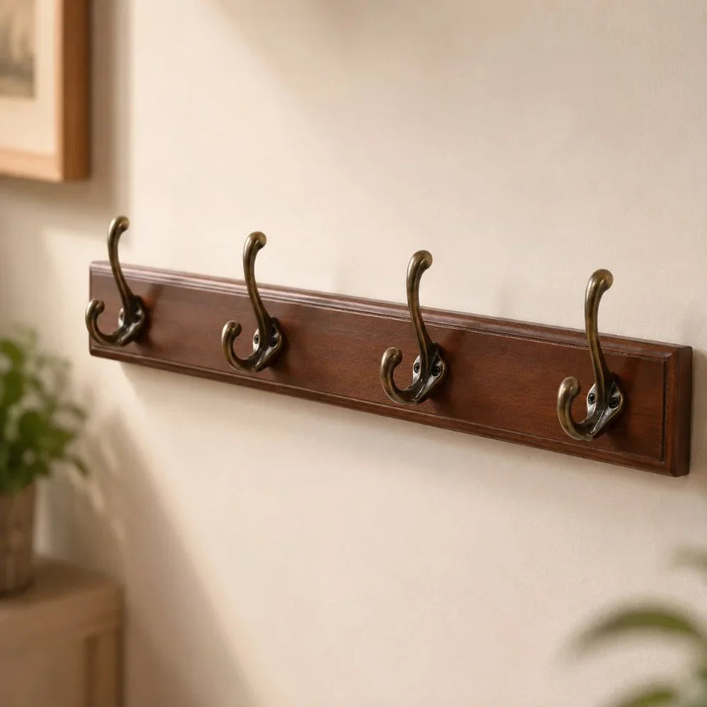 Solid Wood Wall Coats & Hats Rack with Hooks | Hallway Storage
