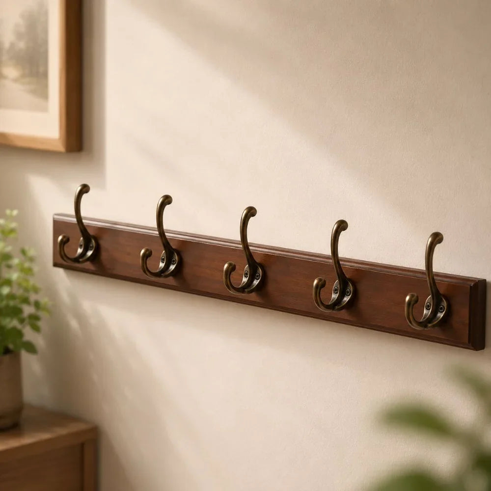 Solid Wood Wall Coats & Hats Rack with Hooks | Hallway Storage