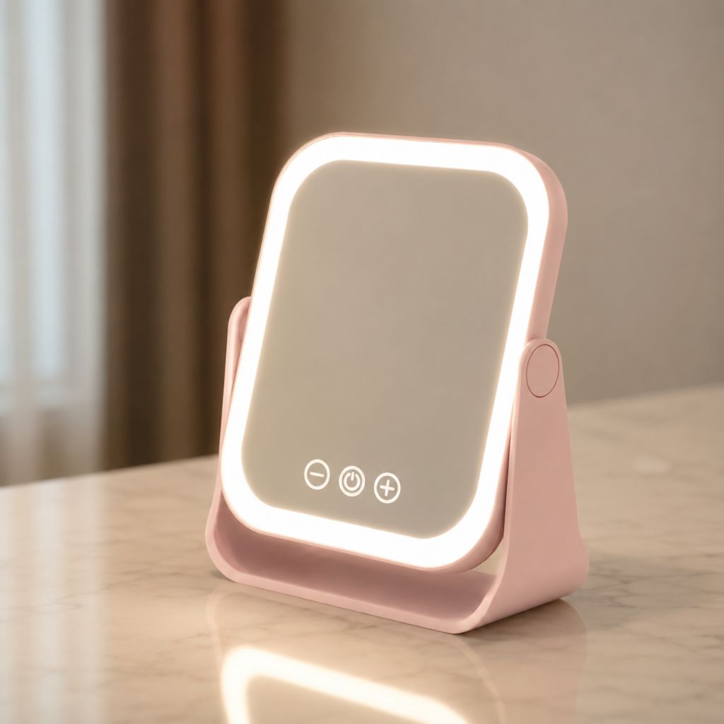 Square LED Makeup Mirror Portable Flip Rechargeable Touch Dimming