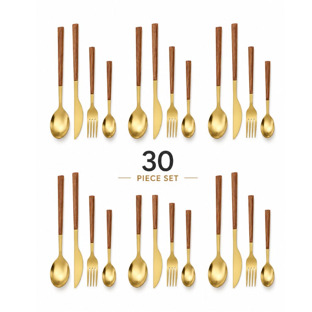 Stainless Steel Cutlery Set with Wood Handle