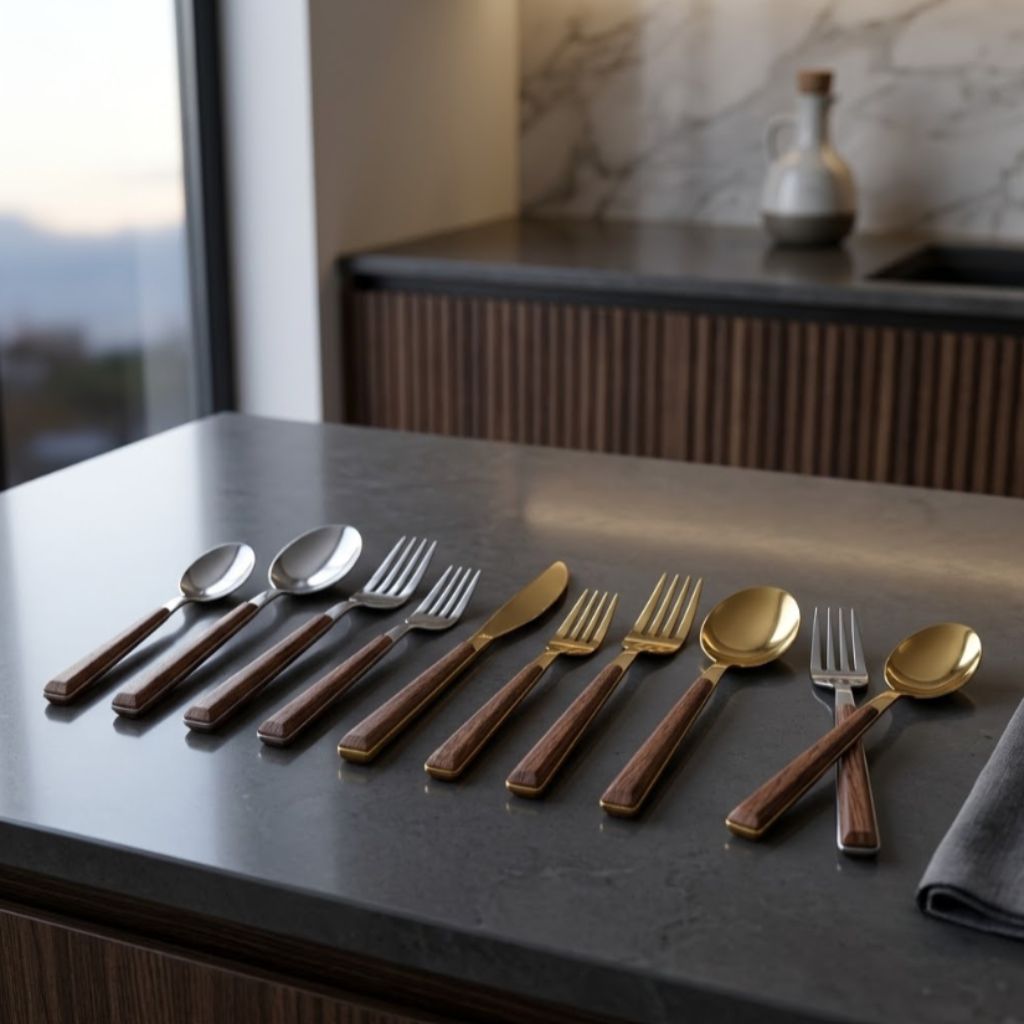 Stainless Steel Cutlery Set with Wood Handle
