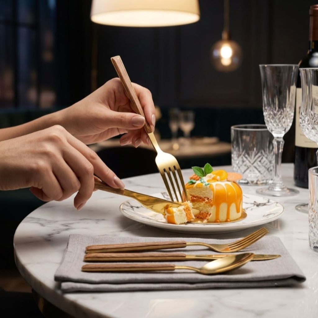 Stainless Steel Cutlery Set with Wood Handle