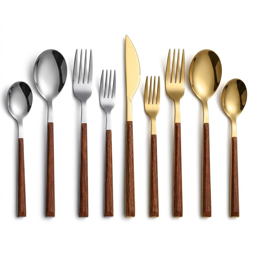 Stainless Steel Cutlery Set with Wood Handle