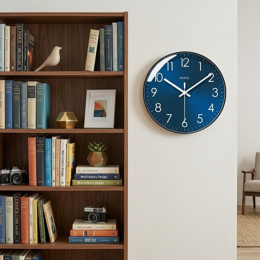 Stellar Blue Silent Quartz Modern Wall Clock
