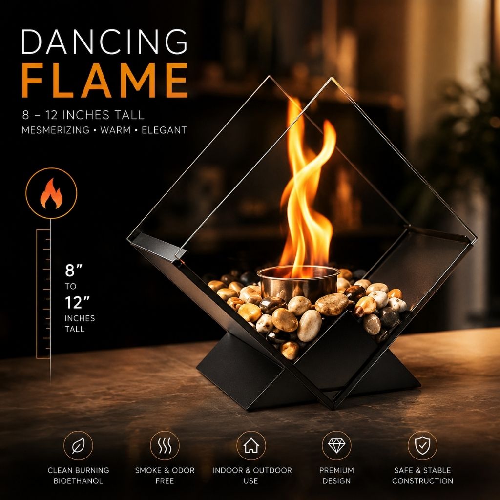 Tabletop Fire Pit Smoke-Free Nordic Glass
