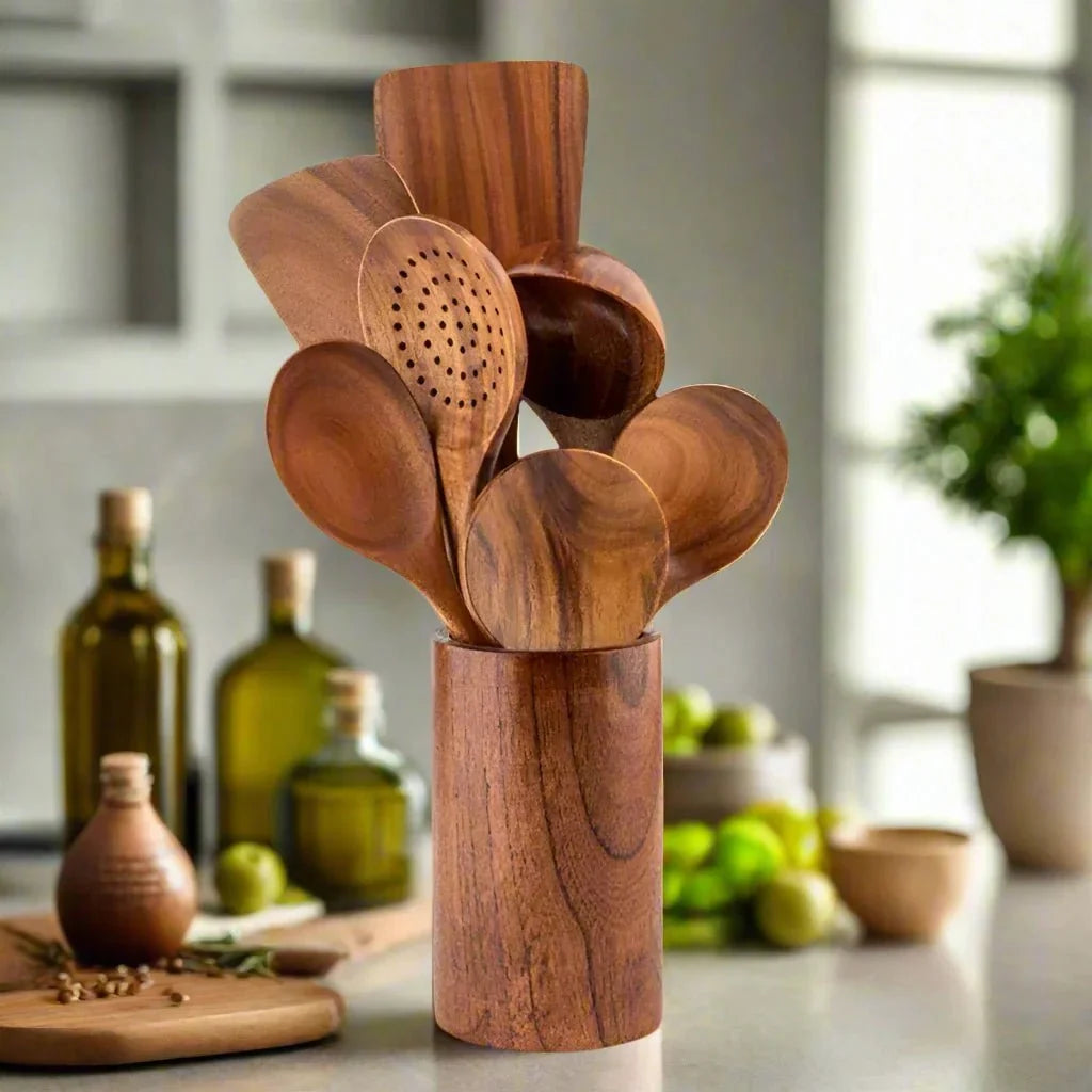 Teak Wooden Kitchen Utensils Set