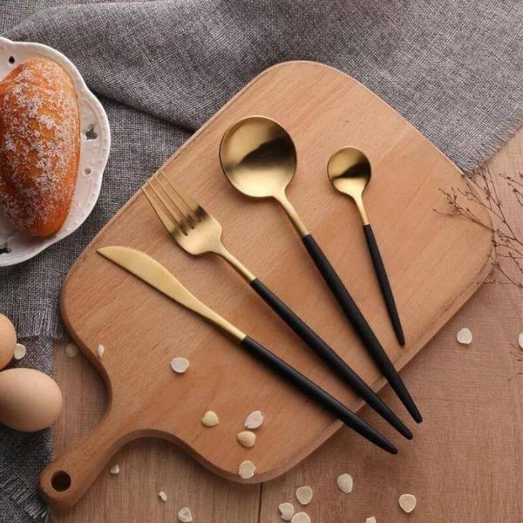 Two-Tone Handle Gold Cutlery Set - 30 Piece Flatware