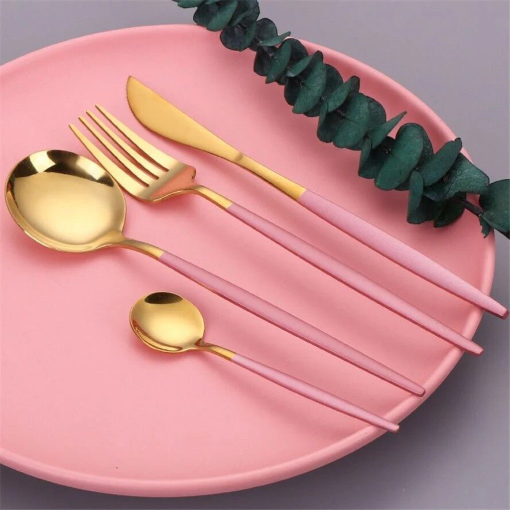 Two-Tone Handle Gold Cutlery Set - 30 Piece Flatware
