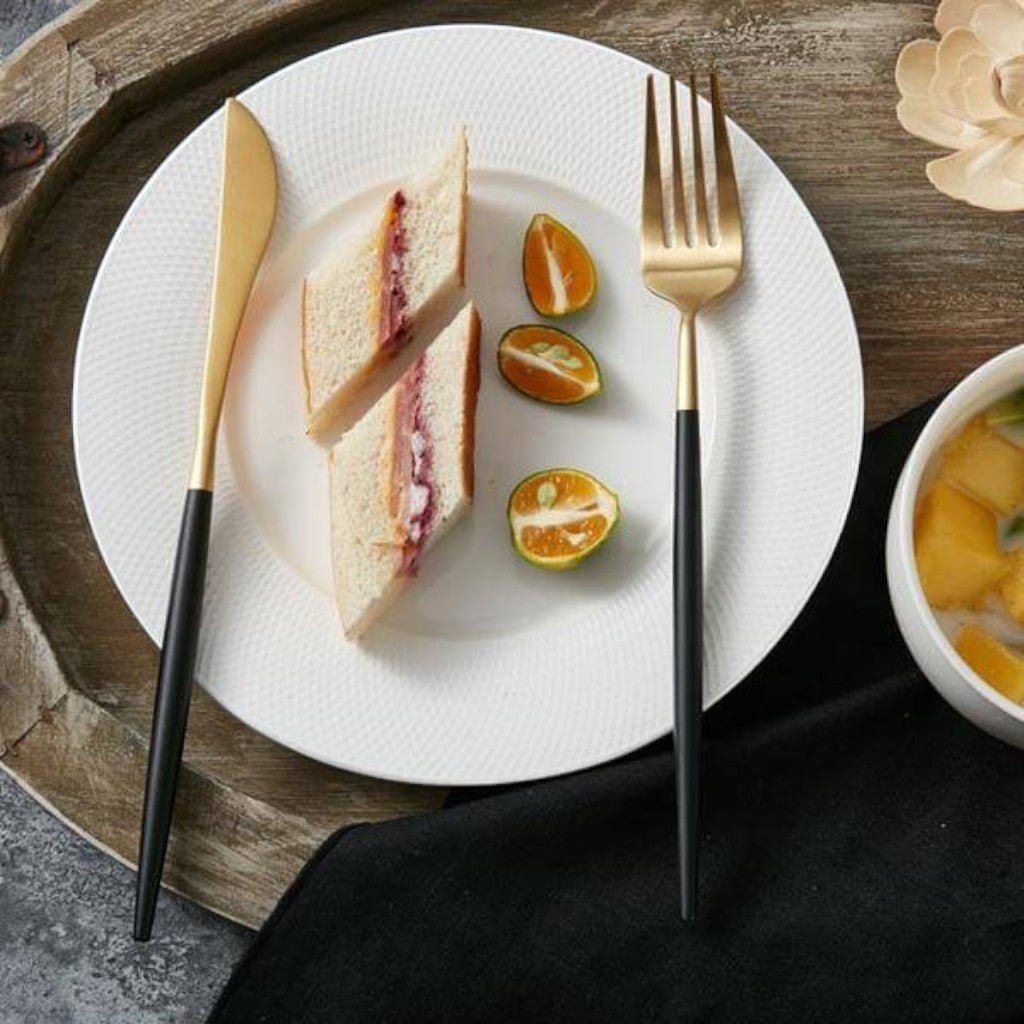 Two-Tone Handle Gold Cutlery Set - 30 Piece Flatware
