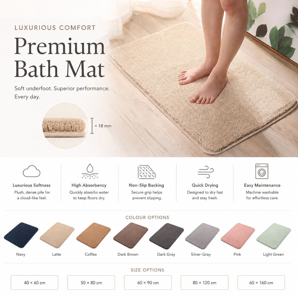 Ultra-Soft Absorbent Shower Mat