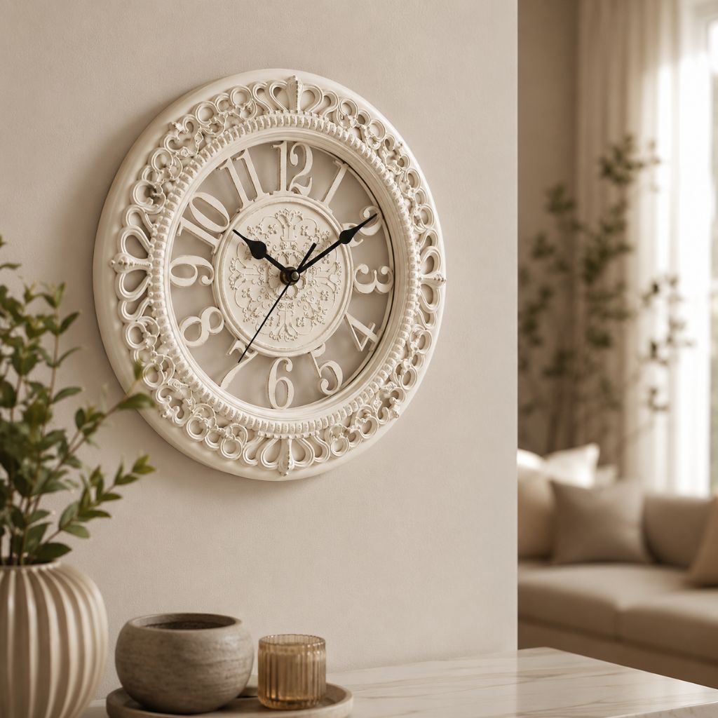 Vintage Antique European Metal Open-Face Wall Clock