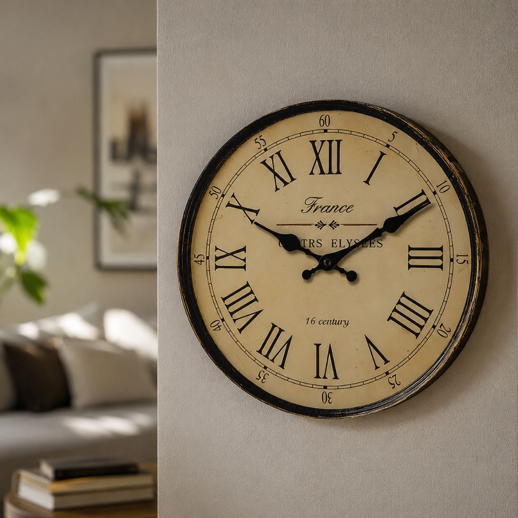 Wall Clock Classic French Design - Silent Quartz Movement