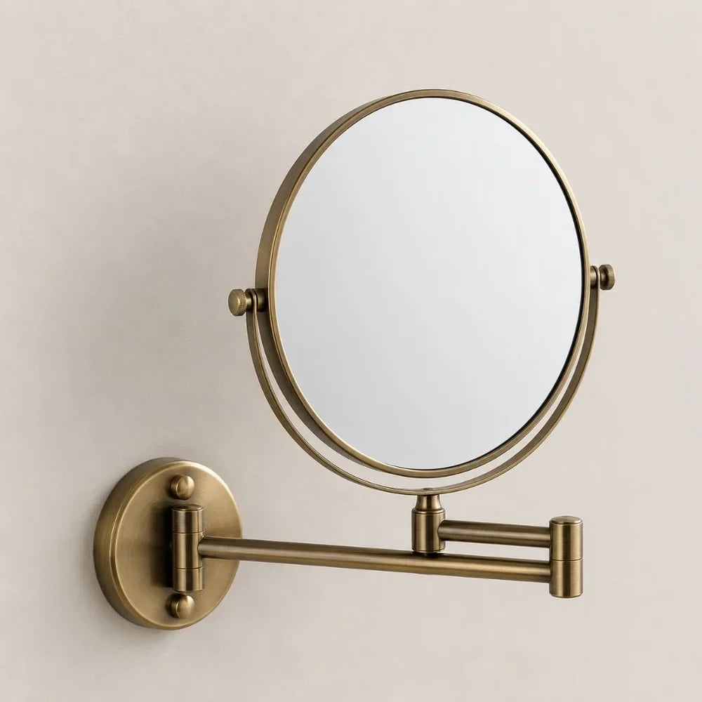 Wall Mounted Double Sided Makeup Mirror – Extending Folding Dual-Arm Bracket
