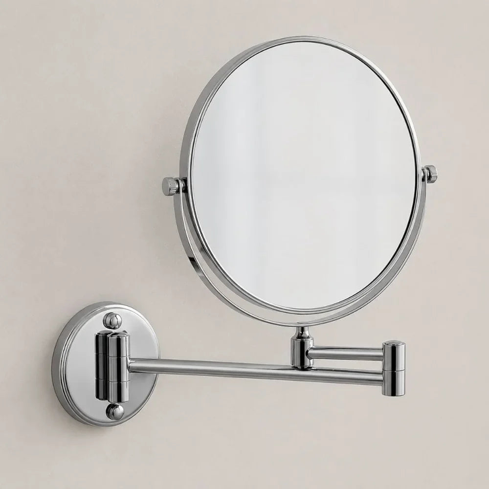 Wall Mounted Double Sided Makeup Mirror – Extending Folding Dual-Arm Bracket
