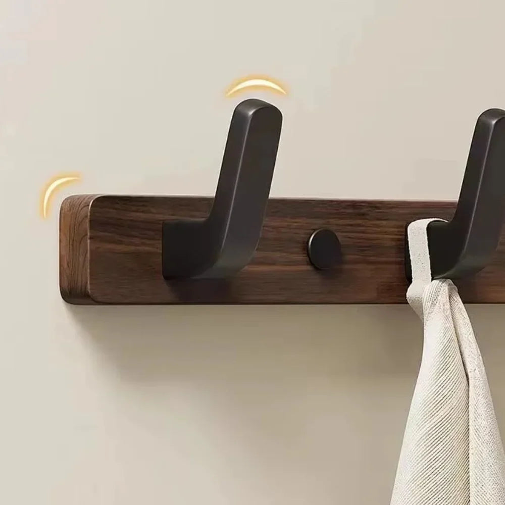 Walnut Wood Wall Hooks Rail - Hooks Coat Hat Hanger