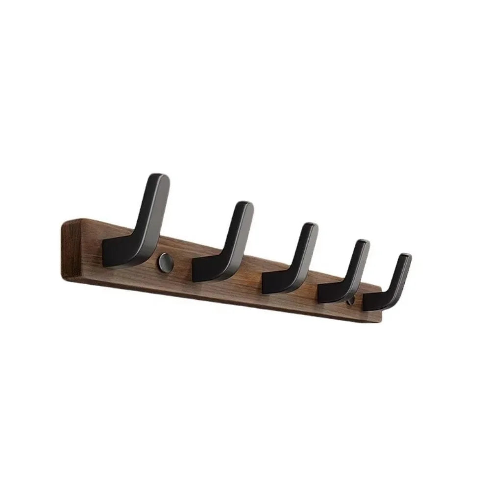 Walnut Wood Wall Hooks Rail - Hooks Coat Hat Hanger