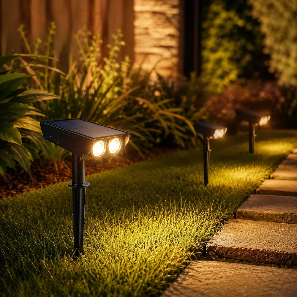 Waterproof LED Solar Spotlight Set - Multi-Zoom Landscape Lighting