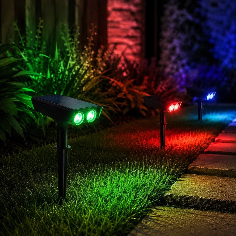 Waterproof LED Solar Spotlight Set - Multi-Zoom Landscape Lighting