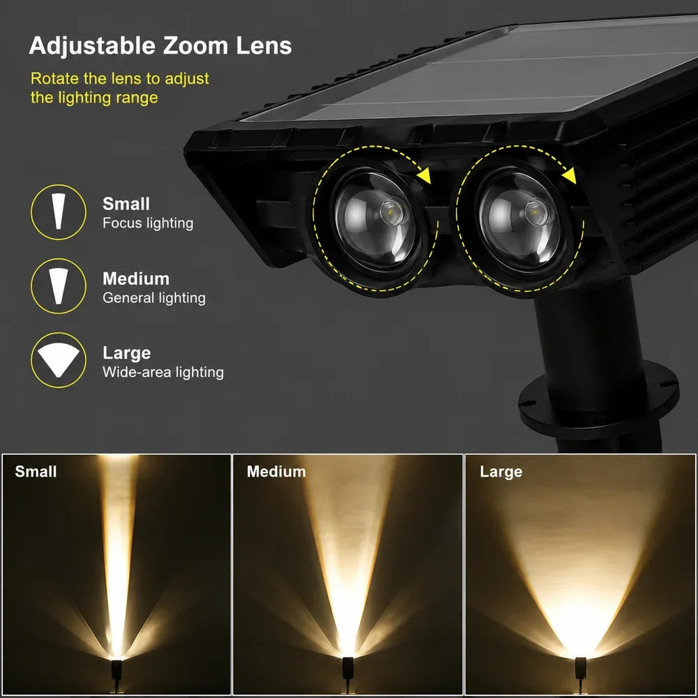 Waterproof LED Solar Spotlight Set - Multi-Zoom Landscape Lighting