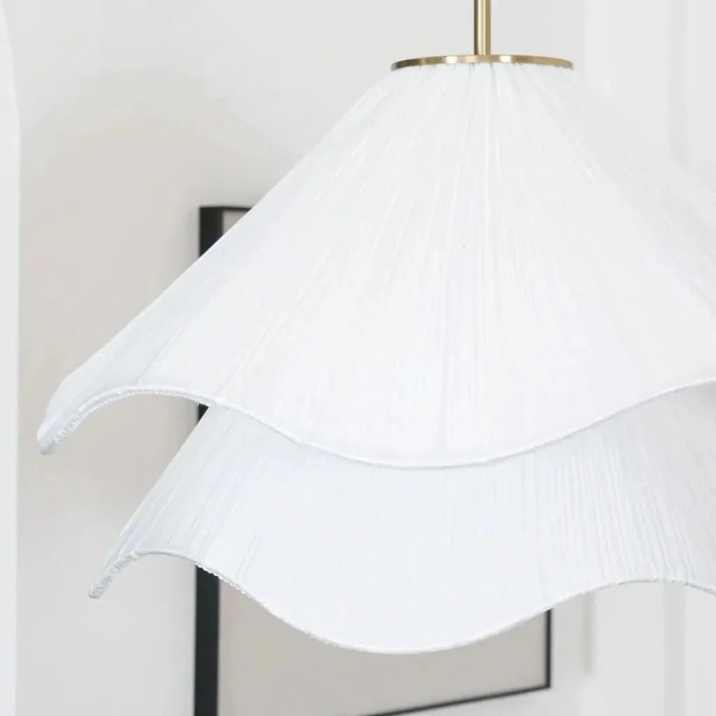 White Fabric Flower LED Pendant Light
