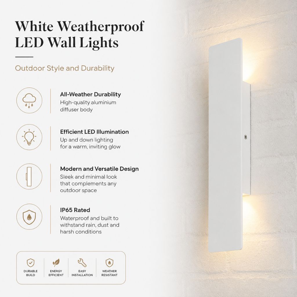 White Weatherproof LED Wall Lights - Outdoor Style and Durability