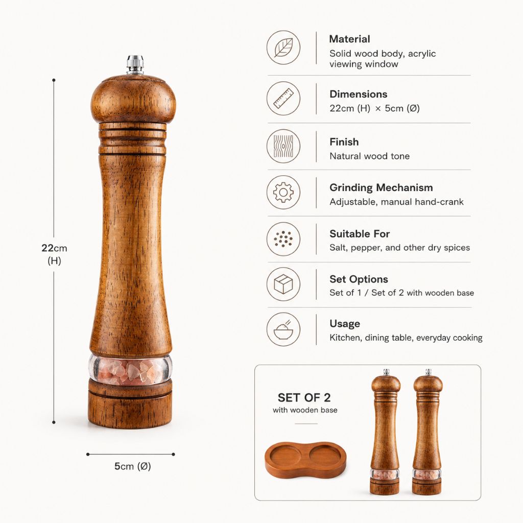 Wooden Pepper Salt Grinder