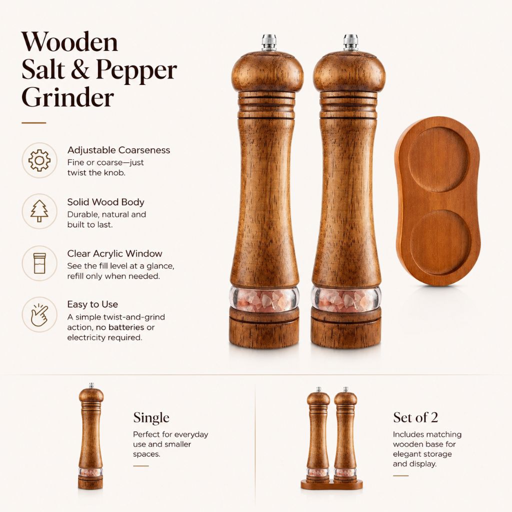 Wooden Pepper Salt Grinder
