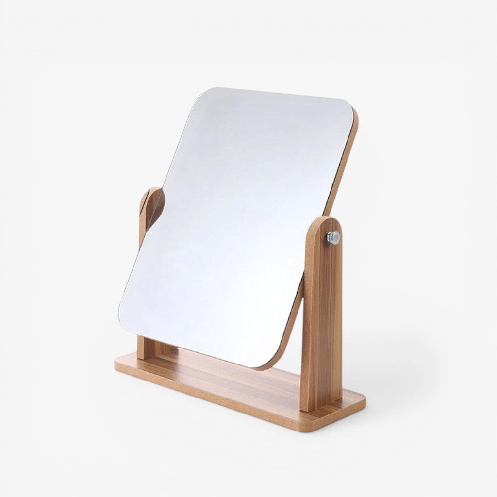 Wooden Vanity Mirror 360° Rotating Compact Makeup Mirror