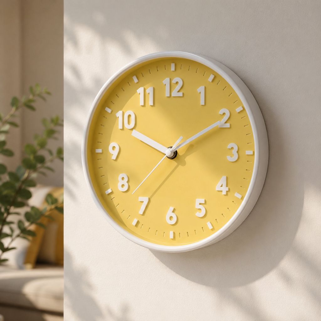 Yellow Silent Wall Clock 8 Inch Candy Colour Modern Analogue