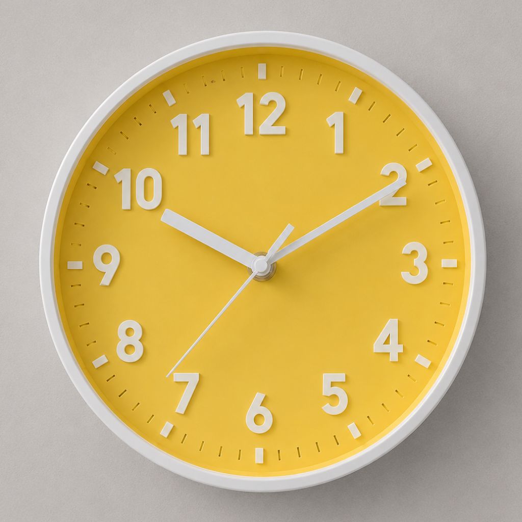 Yellow Silent Wall Clock 8 Inch Candy Colour Modern Analogue